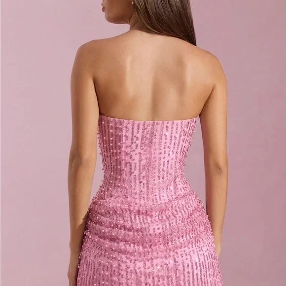 Oh Polly Pink Strapless Dress - Picture 4 of 7